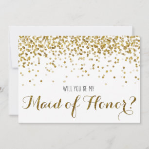 Convite Dourada Glitter Confetti será minha Madrinha de c