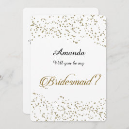 Convite Dourada Glitter, Confetti, Você Será Minha Madrinh