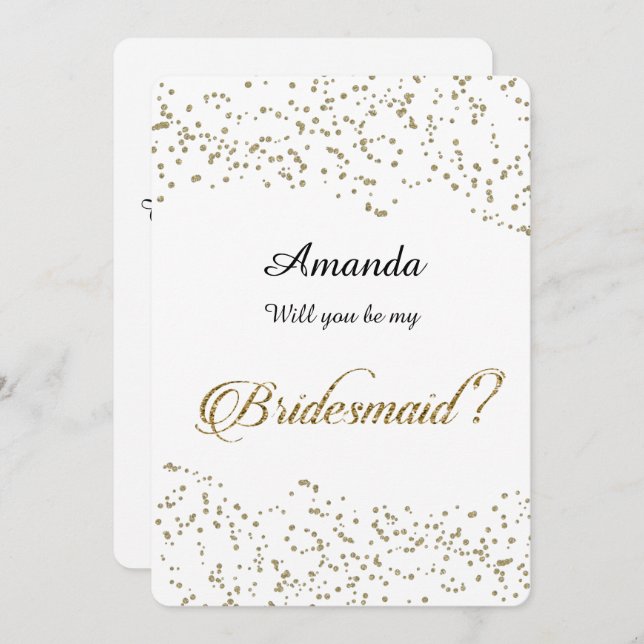 Convite Dourada Glitter, Confetti, Você Será Minha Madrinh (Frente/Verso)