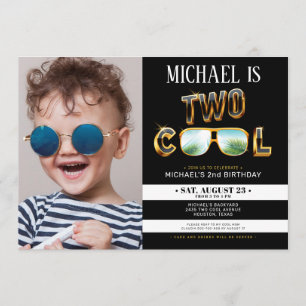 Convite Dourada Glitter - Duas fotos legal de aniversário