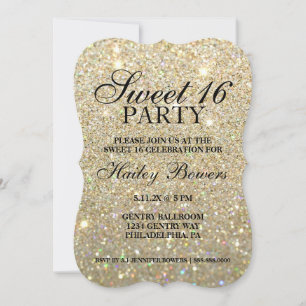 Convite - Dourada Glitter Fab Sweet 16