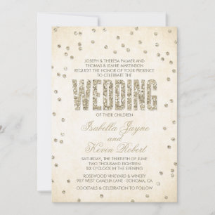 Convite Dourada Glitter Olha Confetti Dots Casamento Convi