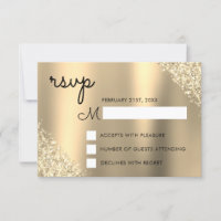 Dourada Glitter Quinceanera RSVP