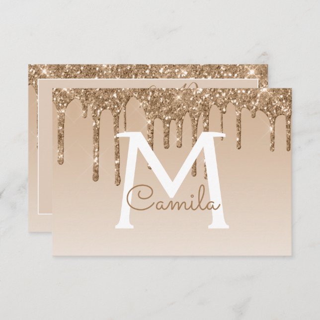 Convite Dourada Glitter Quinceanera Salve a Data (Frente/Verso)