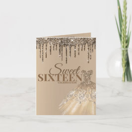 Convite Dourada Glitter Spark Sweet 16 Festa de aniversári