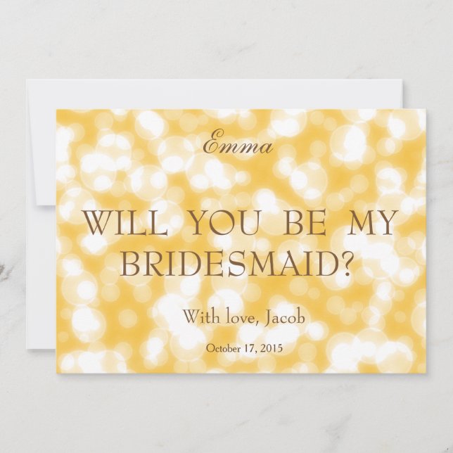 Convite Dourada Glitter, Você Será Minha Porta-Pontas? (Frente)