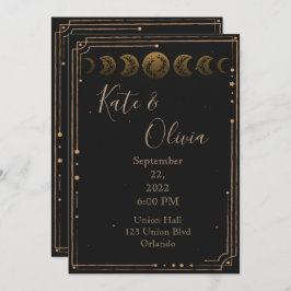 Convite Dourada Lua Fases Escuras e Casamento Moody Convit