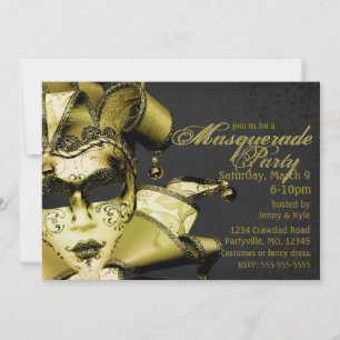 Convite Dourada Mardi Gras Mascarada