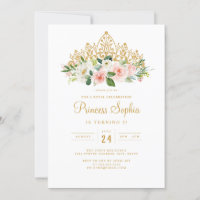 Dourada menina rosa Princesa Floral Tiara Aniversá