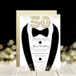 Convite Dourada Mens 50ª Festa de aniversário de terno pre<br><div class="desc">Dourado Terno de Tuxedo Preto Mens 50ª Variações do Convite de aniversário para o convite e itens correspondentes em nossa loja</div>