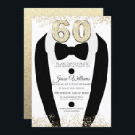 Convite Dourada Mens 60ª Festa de aniversário de terno pre<br><div class="desc">Dourado Terno de Tuxedo Preto Mens 60ª Variações do Convite de aniversário para o convite e itens correspondentes em nossa loja</div>