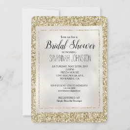 Convite Dourada pérola branca Luminosa