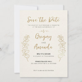 Convite Dourada Pintada à Mão Salva Quadro A Data