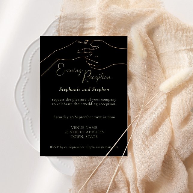 Convite Dourada Recepção de casamento de Mãos Pretas (Criador carregado)