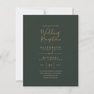 Convite Dourada Recepção de casamento de Orçamento Verde-O