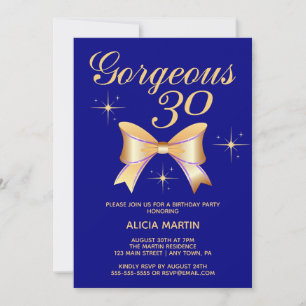 Convite Dourada Ribbon Girl Belgeous aniversário de 30 ano
