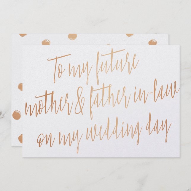 Convite Dourada Rosa "Para minha futura mãe e sogro" (Frente/Verso)