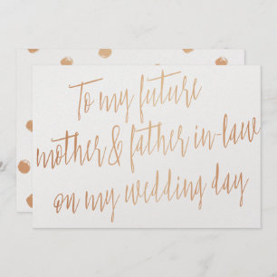 Convite Dourada Rosa "Para minha futura mãe e sogro"