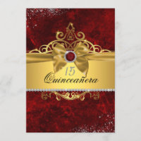 Dourada Ruby Red Quinceanera Invite
