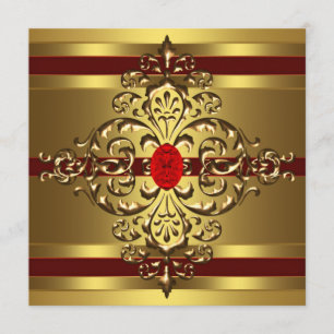 Convite Dourada Ruby Red Womans 60ª Festa de aniversário