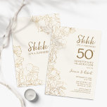 Convite Dourada Surpresa 50 anos<br><div class="desc">Invício de Celebração do 50º Aniversário da Surpresa Botânica Dourada de Ivory. A design minimalista moderna apresenta sotaques botânicos e fontes de script de tipografia. Simples cartão de convite floral perfeito para uma festa de na moda surpresa. Pode ser personalizado por qualquer ano de casamento. Impressos convites Zazzle ou modelo...</div>