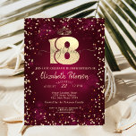 Convite Dourada Tiara, Diamantes Burgundy 18ª Festa de ani<br><div class="desc">Dourada tiara, e diamantes de ouro em fundo arrojado 18º convite de aniversário.</div>