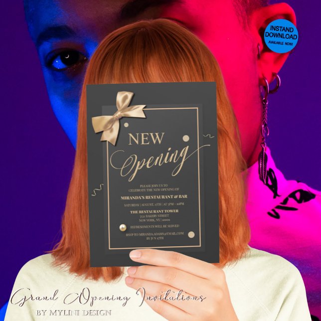 Convite Dourada Tipografia de Fita Restaurante Nova Abertu (Criador carregado)