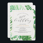 Convite Dourada Tropical Green 60th Surprise Festa de aniv<br><div class="desc">Uma tomada moderna de convites de festas tropicais para celebrar um amado aniversário de 60 anos. Design apresenta uma falsa estrutura de ouro com verde tropical incluindo folhas de bananas. Personalize usando os campos modelo fornecidos. Se precisar de ajuda ou de peças adicionais, entre em contato comigo (Maria) usando o...</div>