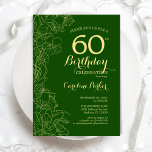 Convite Dourada verde Floral 60ª Festa de aniversário<br><div class="desc">Dourado Floral verde 60º Convite de aniversário. Design minimalista moderno com desenhos botânicos em destaque, folha de ouro falsa e letra de script de tipografia. Simples trendy convida cartão perfeito para uma festa de na moda. Pode ser personalizado para qualquer idade. Impressos convites Zazzle ou modelo de impressão digital instantânea...</div>