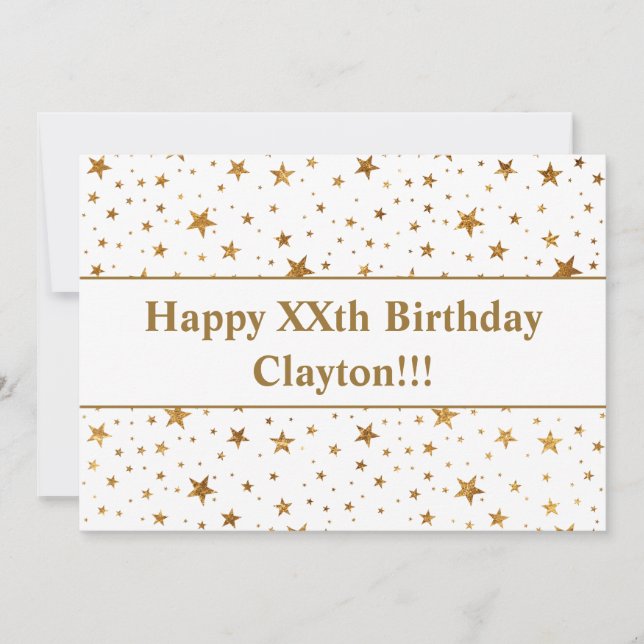Convite Douradas estrelas com mensagem de aniversário (Frente)