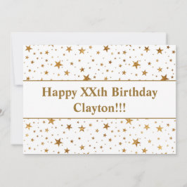 Convite Douradas estrelas com mensagem de aniversário