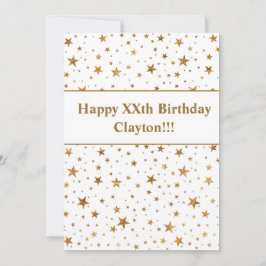 Convite Douradas estrelas com mensagem de aniversário