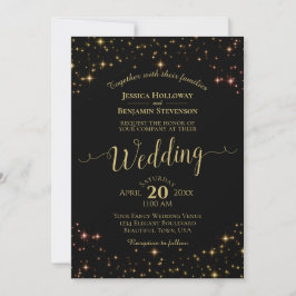 Convite Douradas estrelas de brilho no casamento do legant