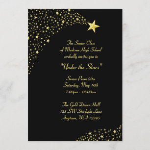 Convite Douradas estrelas de queda Baile de formatura Conv