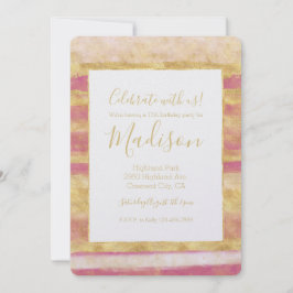 Convite Douradas faixas de luz rosa