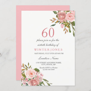 Convite Douradas Flores Rosa Rosa Rosa Rosa Rosa 60º Convi