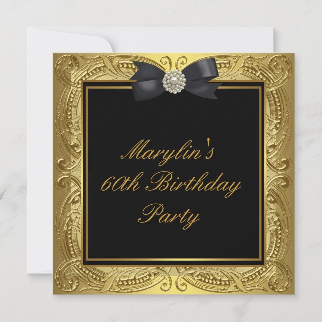 Convite Douradas mulheres na 60ª Festa de aniversário (Frente)