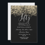 Convite Douradas mulheres reluzentes significa 50ª festa d<br><div class="desc">Dourada Glitter Womans significa Black 50th festa de aniversário Matching na loja Niche e Nest. Design cortesia do Studio Denmark</div>