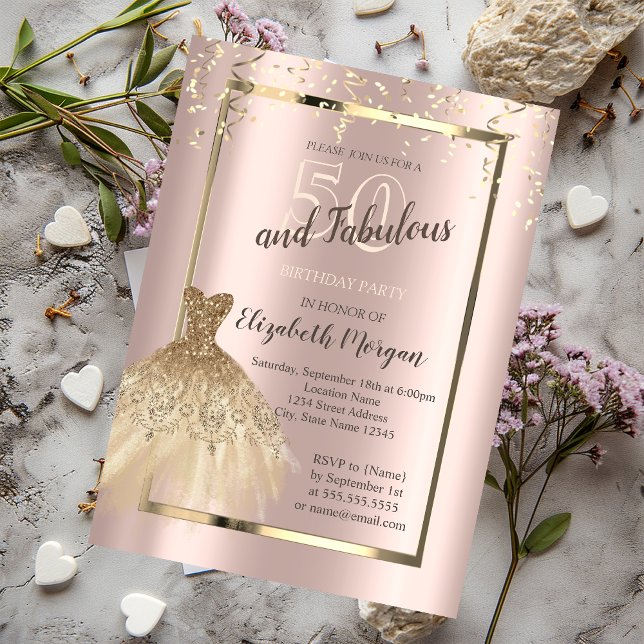 Convite Douradas sequências de lixo 50º aniversário (Criador carregado)