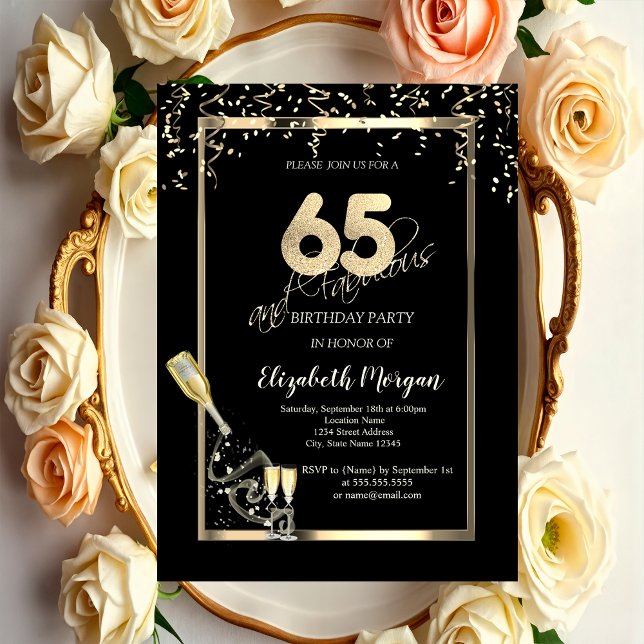 Convite Douradas Sequências, Frasco de Vidro 65º Aniversár (Criador carregado)