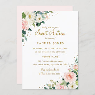 Convite Dourado, 16, 16, de Blush Floral