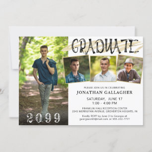 Convite Dourado 4 Fotografias com Formando com Letra Preto