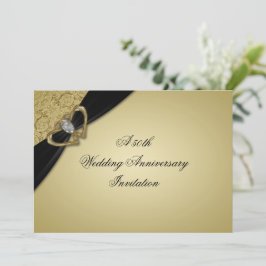 Convite Dourado 50º Aniversário de Casamento Negro