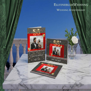 Convite Dourado 55.o aniversário de casamento