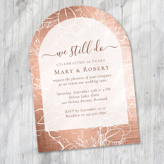 Convite Dourado Ainda Fazemos Vow Renewal 50º Casamento (Criador carregado)