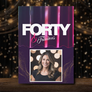 Convite Dourado Alto Salto Elegante 40 e Fabuloso Aniversá