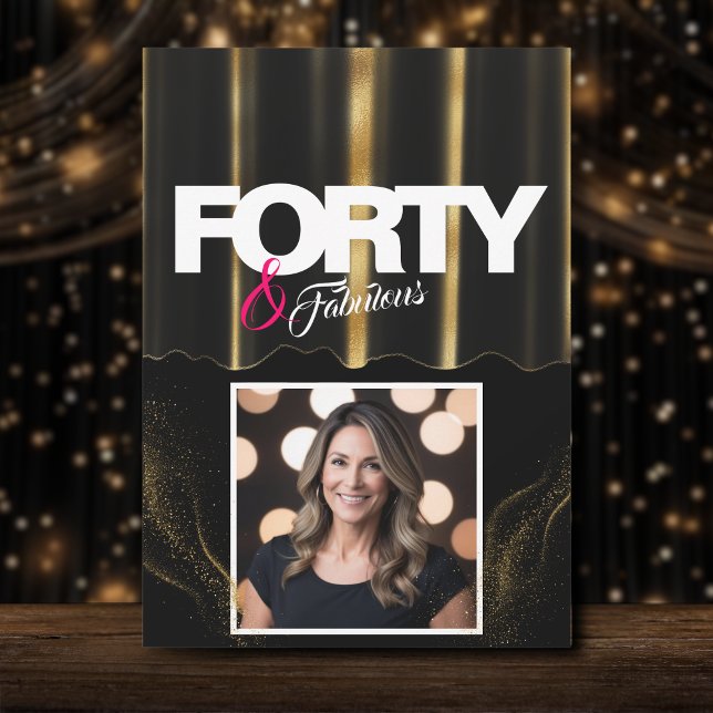 Convite Dourado Alto Salto Elegante 40 e Fabuloso Aniversá (Criador carregado)