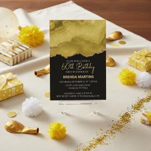 Convite Dourado Amarelo Glitter Aquarela