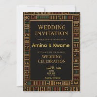 Convite Dourado ao Casamento de Kente Africano