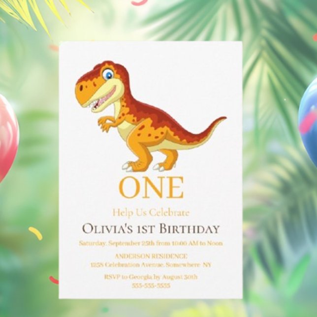Convite Dourado ao Dinossauro T Rex (Join the GOLD DINOSAUR PARTY for a fun-filled celebration)